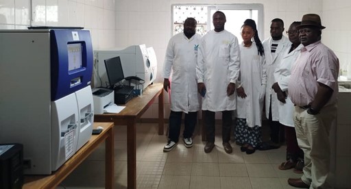 Training on the Use and Maintenance of VITEK 2 COMPACT and BACT-ALERT (Right to left; Professor Samuel Wanji, Trainees, and User Trainer)